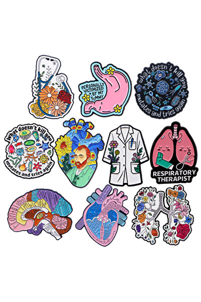 Choice 1 Mix 10pcs/set Medicine Enamel Pin Doctor Brooches For Lapel Pins Bad...