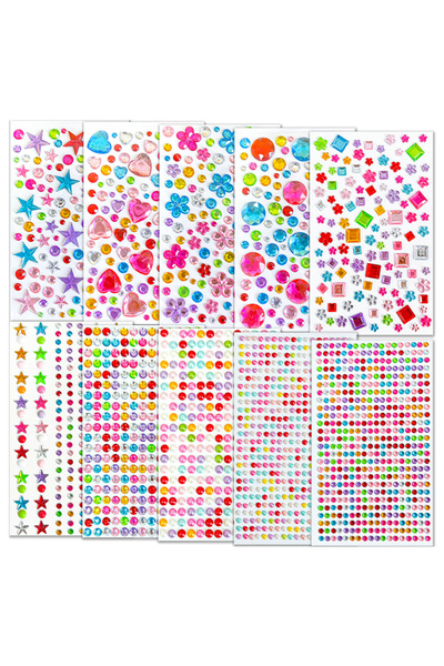 Choice 10 Sheets 2150Pcs Gems Stickers 10 Sheets Self Adhesive Gems Jewels St...