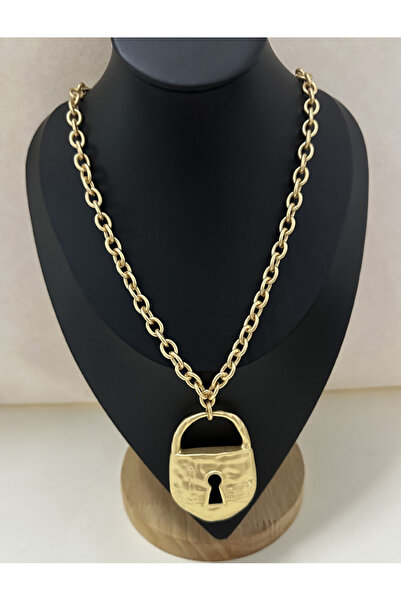 Choice gold Brand Fashion Show Metal Alloy Lock Pendant Necklace For Women Fa...