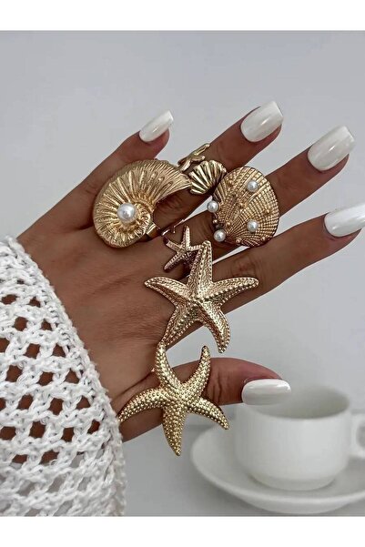 Choice Gold Color Ingemark 6Pcs/Set Boho Large Starfish Conch Scallop Open Ri...