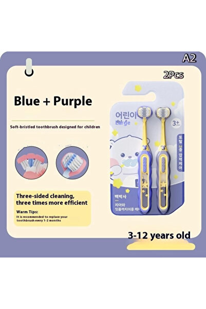 Choice فرشاة أسنان للأطفال A2، فرشاة تنظيف ثلاثية الجوانب بشعيرات ناعمة للأطف...