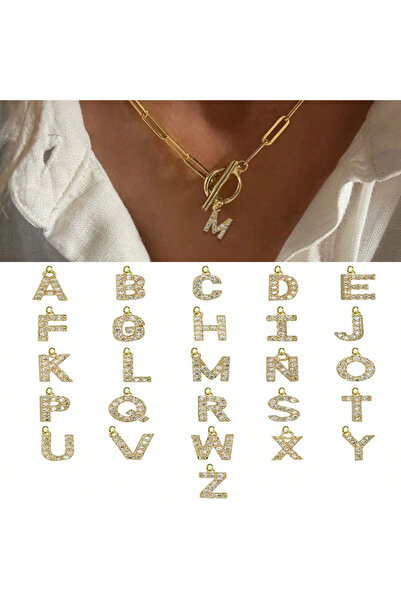 Choice M 26 A-Z Initial Pendant Necklace Stainless Steel Toggle Clasps Paperc...