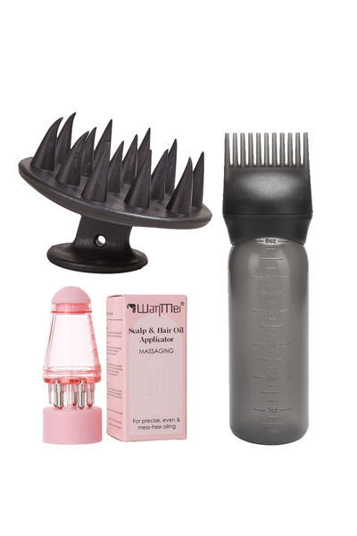 Choice black-3pcs 3pcs Silicone Shampoo Brush Scalp Massage Comb Hair Dye Tin...