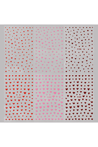 Choice ٦ قطع من ملصقات أظافر عيد الحب اللامعة المختلطة باللونين الأحمر والورد...