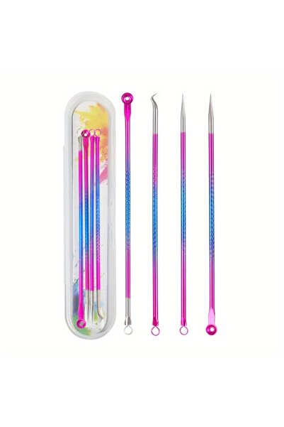 choice2 Pink Blue 4-Piece Acne And Blackhead Removal Needle Set - Facial Blem...
