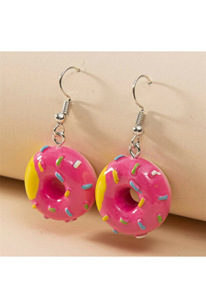 Choice Red Fashion cartoon cute rose red donut earrings simulate hand-made ea...