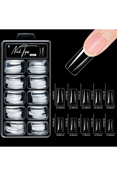 Choice 04-100pcs-box 100pcs/box Fake Nail Tips Coffin Press on Nail Clear Ful...