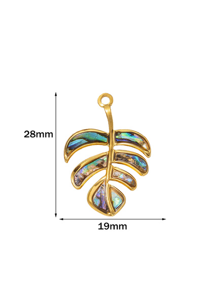 Choice Leaf Blue 19x28mm 2PCs Ocean Series 304 Stainless Steel & Shell Charms...