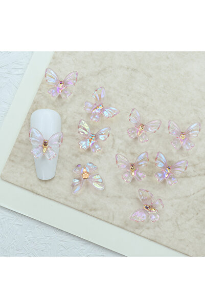 Choice YH151-8 50Pcs/Pack 10×11MM Glitter Butterfly Nail Charms - Iridescent ...