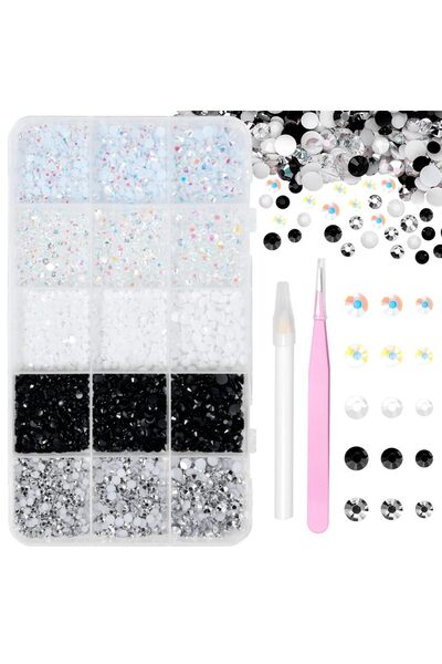 Choice White Series 12000 Pcs Resin Jelly Rhinestones for Nail Art Crafting, ...