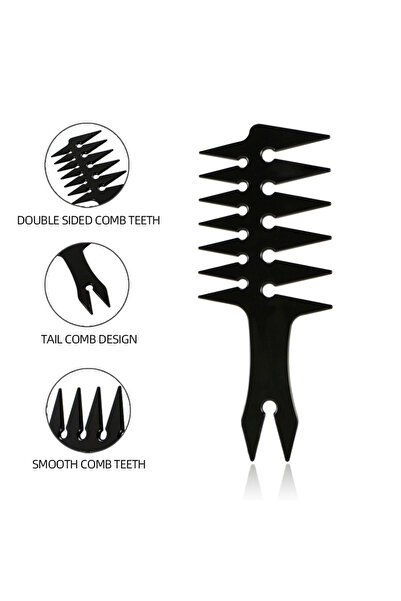 Choice Black 2 pieces/1 piece - Men's Retro Double sided Oil Haircomb - Fishb...