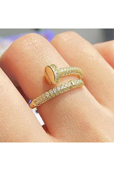 Choice Gold 2 Korean Punk Cubic Zirconia adjustable ring for Women Office Par...