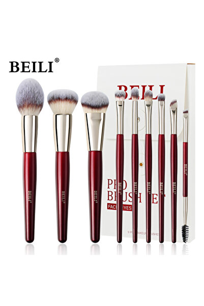 Choice1 PR9 BEILI 9-30 Pcs Professional Makeup Brushes Sets Vintage Red Luxur...