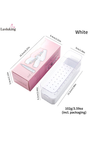 Choice10 White 40/49-Hole Nail Drill Bit Organizer High-Capacity Storage Box ...