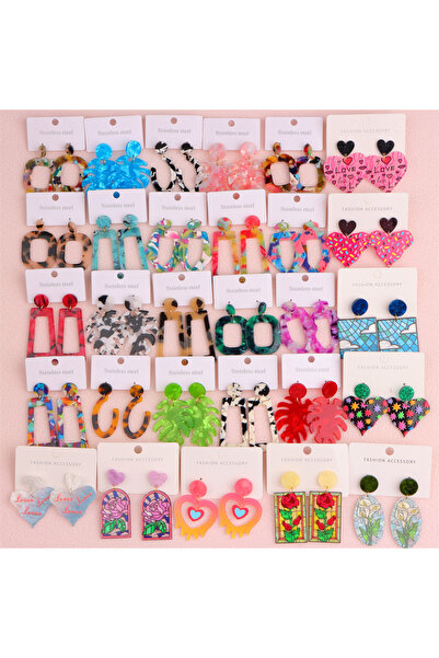 Choice 20Pairs Mix Style 10/20Pairs Colorful Heart Flowers Resin Earrings Set...