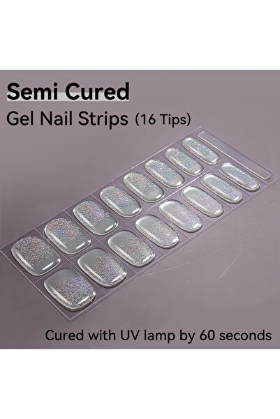 Choice NF250029 16Tips Semi-Cured Gel Nail Sticker Pure Color UV/LED Lamp Gel...