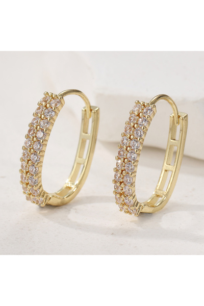 Choice T673 Concise Sparking Synthetic Zirconia Inlaid U Shape Hoop Earrings ...