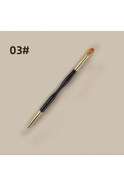 Choice 03 3PCS Dual-Ended Nail Art Brushes Set Round Flat Liner Brushes for A...