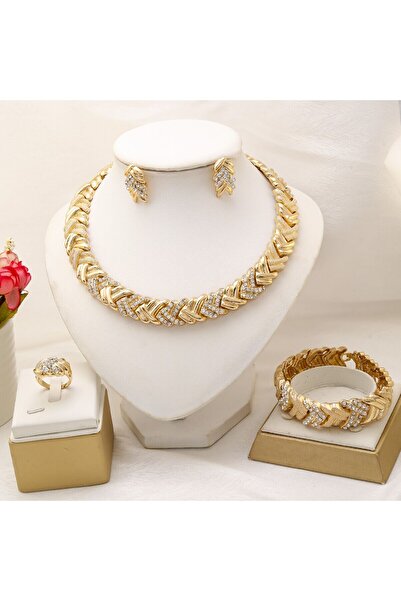 Choice طقم مجوهرات دبي للنساء، قابل للتعديل بطول 45 سم، مطلي بالذهب عيار 18 ق...