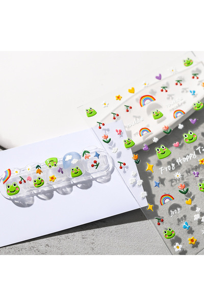 NAILFYOU 1pcs KX249 1pcs 5D Kawaii Nail Art Stickers Cartoon Embossed Duck Be...