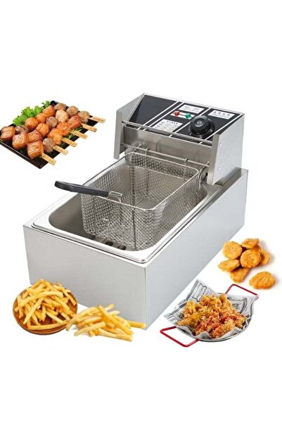 SOKANY مقلاة زيت عميقة من الفولاذ المقاوم للصدأ سعة 7 لترات مع مصفاة سلة، سعة...