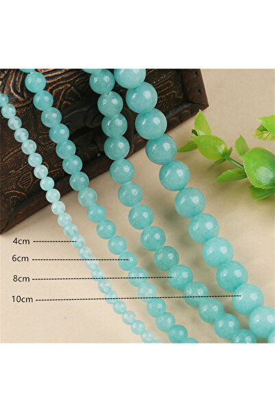 Choice 8mm approx 47pcs 6-10mm Natural Stone Blue Chalcedony Jades Beads Roun...