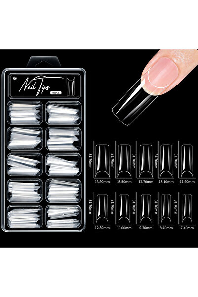 Choice 10-100pcs-box 100pcs/box Fake Nail Tips Coffin Press on Nail Clear Ful...