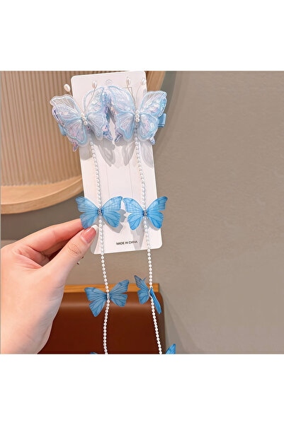 Choice Blue 2pcs New Sweet Three-dimensional Butterfly Tassel Children's Hair...
