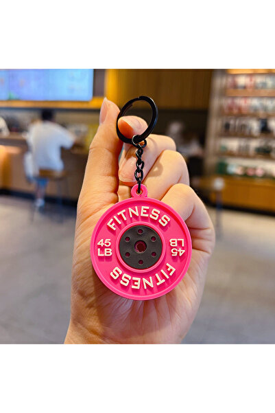 Choice 1pc pink plate Barbell Keychain DlY Soft Dumbbell Fitness Enthusiasts ...