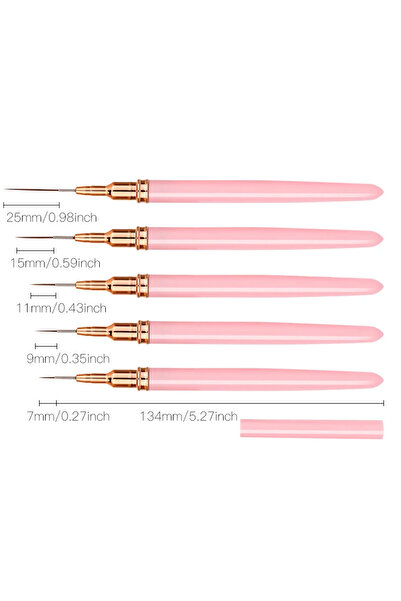 Choice PINK 5PCS Nail Art Liner Brush Set For UV Gel French Stripe Line Paint...