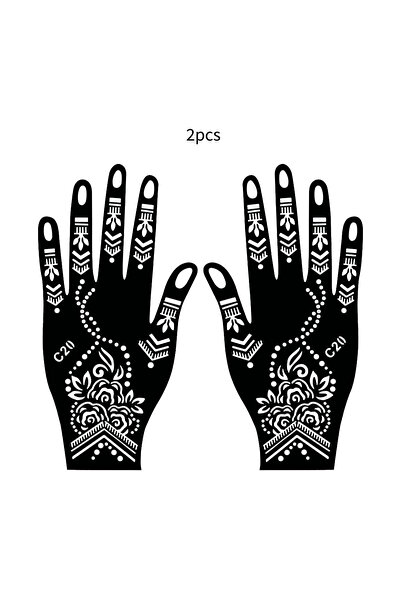 Choice1 مجموعة من قطعتين من قوالب الحناء القابلة لإعادة الاستخدام، قالب وشم ع...