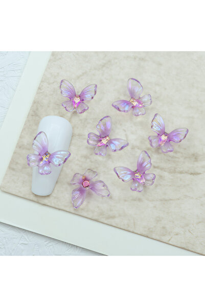 Choice YH151-1 50Pcs/Pack 10×11MM Glitter Butterfly Nail Charms - Iridescent ...