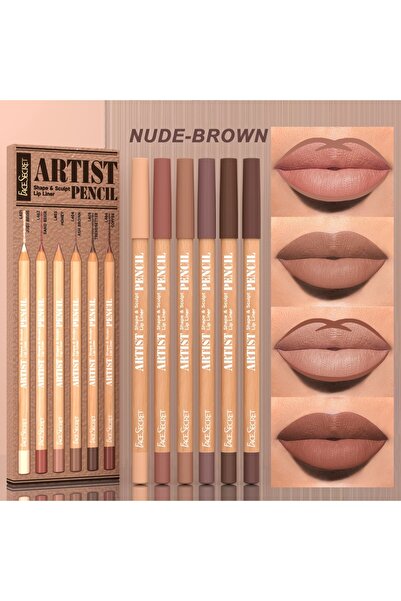 Choice Nude Brown 6pcs/SET Nude Lip Liner Makeup Set Waterproof Matte Long La...
