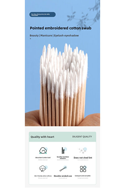 Choice 7 سم - 100 قطعة من أعواد القطن المدببة بطول 7 سم للتطريز والوشم، مناسب...