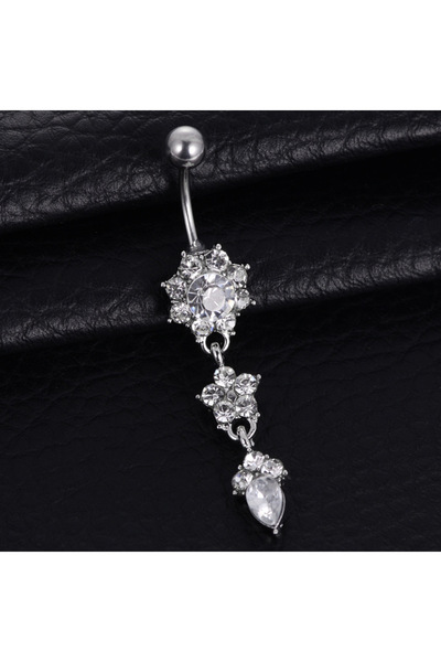 choice2 حلقات سرة فضية اللون مزينة بشرابة على شكل زهرة للنساء، متوفرة بألوان ...