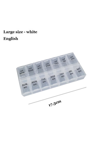 Choice10 منظم حبوب أسبوعي كبير من شونشي باللون الأبيض، مزود بأقسام صباحية ومس...