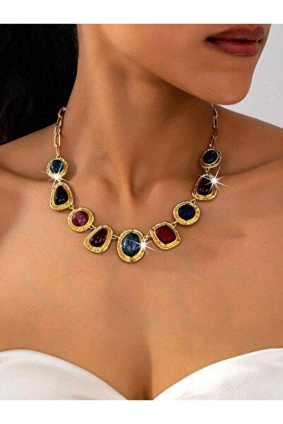 Choice قلادة نسائية ذهبية اللون بتصميم فاخر وأنيق وعصري وجذاب، مناسبة للإطلال...