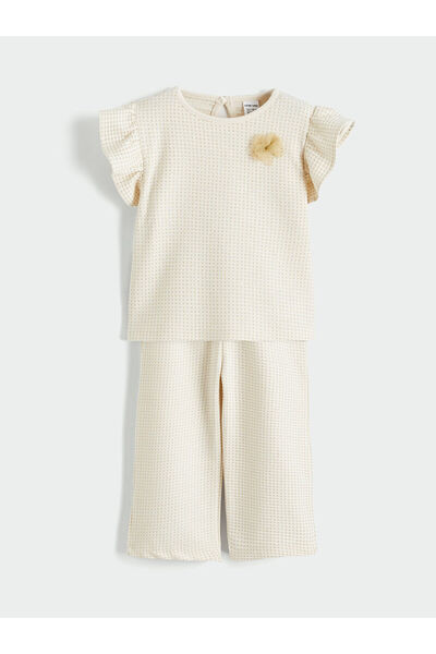 LC Waikiki M&B Collection Beige Floral Appliqued Ruffle Baby Girl Blouse and ...