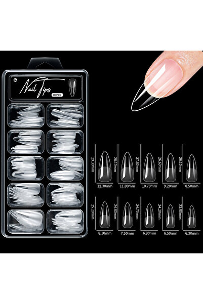 Choice 06-100pcs-box 100pcs/box Fake Nail Tips Coffin Press on Nail Clear Ful...