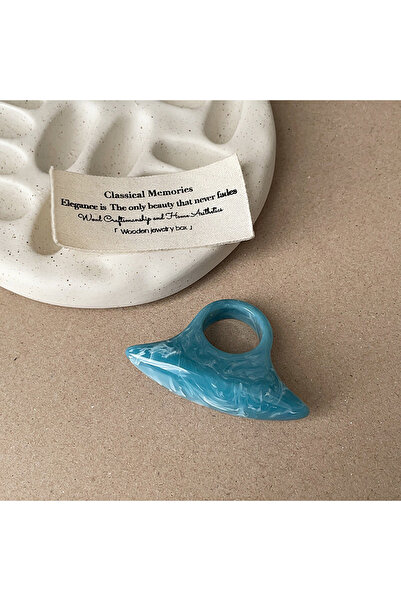 Choice Blue 1-piece Bohemian retro style irregular resin blend ring for women...