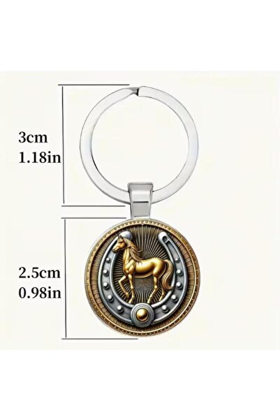 Choice one size 1Pcs Metal Horseshoe and Horse Keychain Charm; Retro Lucky Pe...