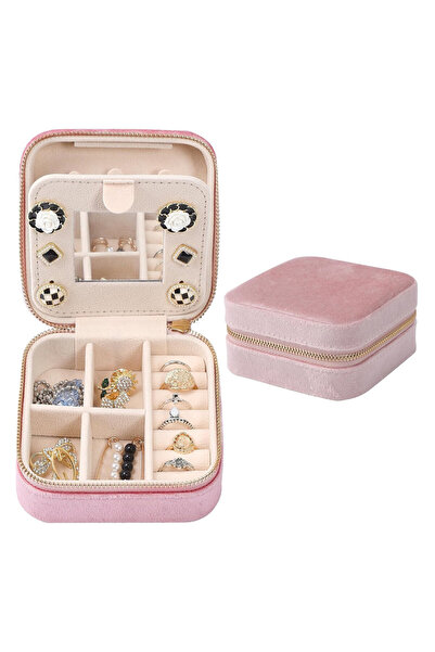 Choice Pink Velvet Travel Jewelry Box, Mini Travel Jewelry Case, Small Portab...