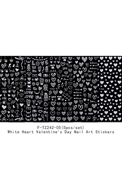 Choice WHITE 5pcs Valentine's Day love nail art stickers, easy to apply nail ...