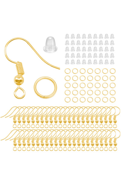Choice طقم خطافات أقراط ذهبية اللون، 300 قطعة، مضادة للحساسية، تتضمن أسلاك أق...