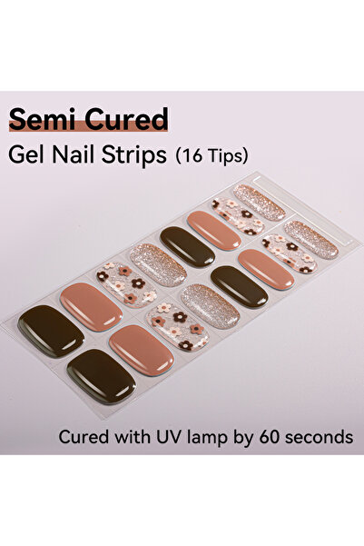 Choice NF250032 16Tips Semi-Cured Gel Nail Sticker Pure Color UV/LED Lamp Gel...