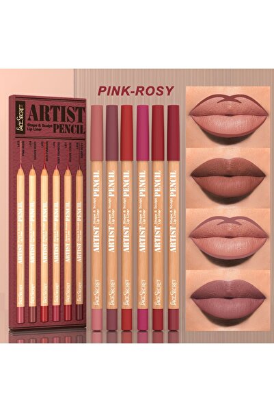 Choice Pink Rosy 6pcs/SET Nude Lip Liner Makeup Set Waterproof Matte Long Las...