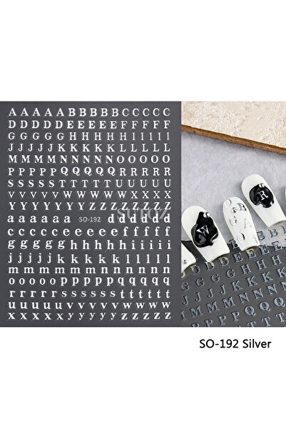 Choice ملصقات أظافر ثلاثية الأبعاد SO-192silvery، 26 حرفًا رومانيًا، أسود، ذه...