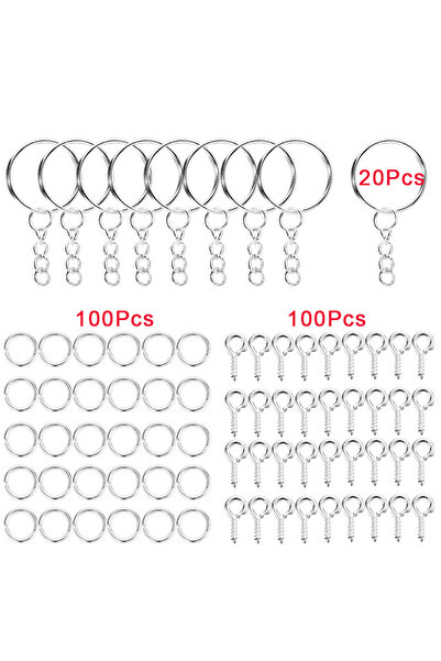 Choice Style1 Silver 220pcs/Set Keychain Open Jump Rings Eye Pins Jewelry Mak...