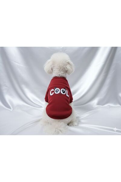 Patipin Red Cool Printed Dog Sweatshirt – Cotton Dog Outfit with Leash Hole