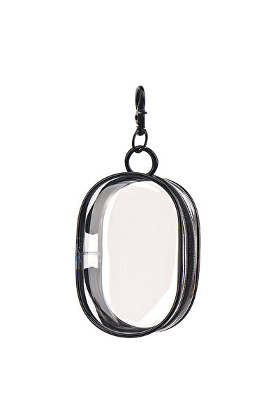 Choice black Portable Mini Clear Zipper Storage Bag With Keychain Makeup Brus...